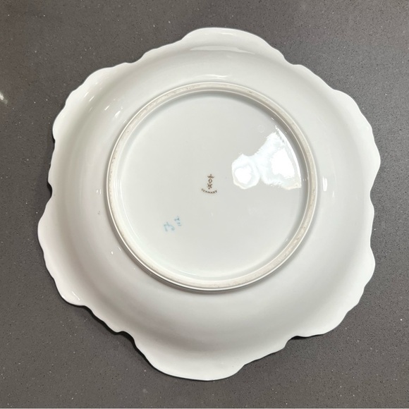 Antique 1920s Hermann Ohme Germany Floral Porcelain Plate with Gold Trim - Picture 3 of 7